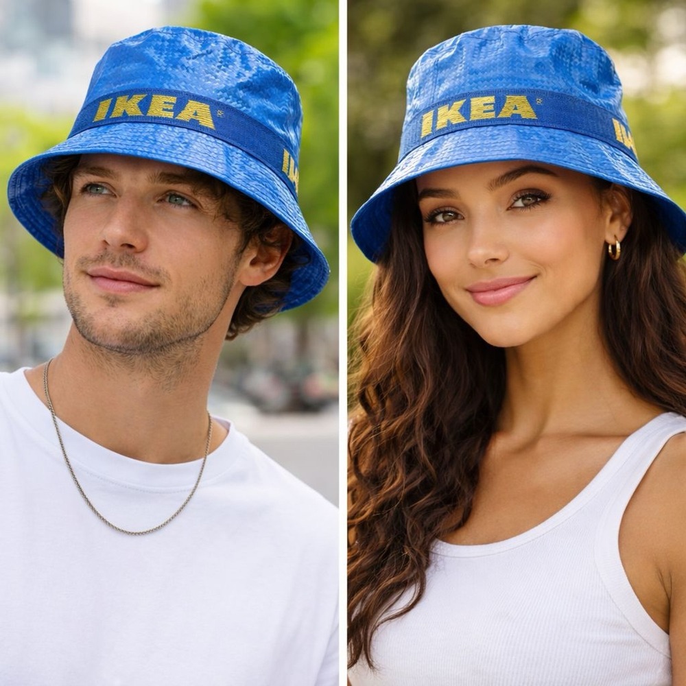 IKEA KNORVA BucketHat Blue Yellow Frakta Bag Material Unisex Festival Streetwear